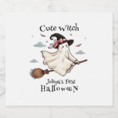 Eenvoudige en elegante Schattigee heks eerste Hall Sparkling Wijnetiket (Enkel label)