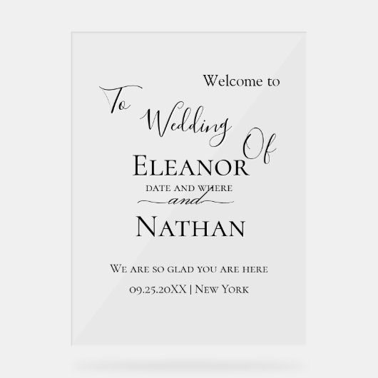 Eenvoudige en elegante Spring Summer Wedding Acryl Bord (Voorkant)