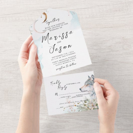 Eenvoudige en elegante sprookje bruiloft all in one uitnodiging (Afscheurbaar)