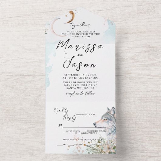 Eenvoudige en elegante sprookje bruiloft all in one uitnodiging (Binnen)