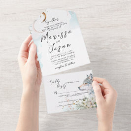 Eenvoudige en elegante sprookje bruiloft all in one uitnodiging