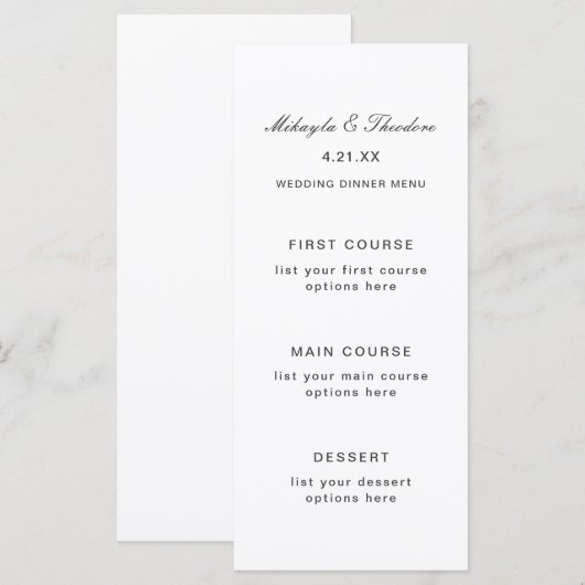 Eenvoudige en elegante stemmenkaart menu (Voorkant / Achterkant)