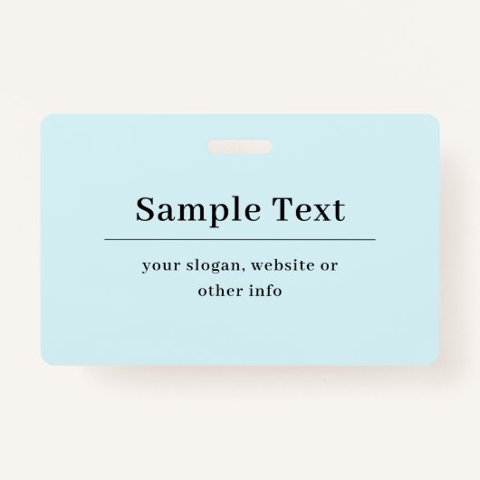 Eenvoudige en elegante tekst Sjabloon | Licht blau Badge (Voorkant)