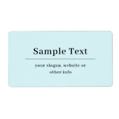 Eenvoudige en elegante tekst Sjabloon | Licht blau Etiket (Voorkant)