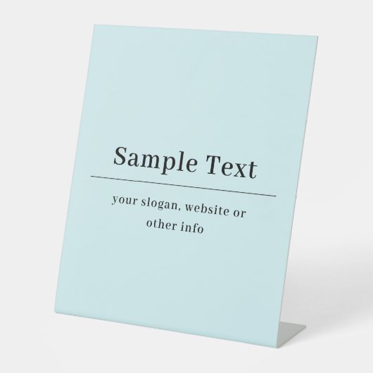 Eenvoudige en elegante tekst Sjabloon | Licht blau Reclamebord Met Voetstuk (Voorkant)