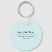 Eenvoudige en elegante tekst Sjabloon | Licht blau Sleutelhanger (Voorkant)