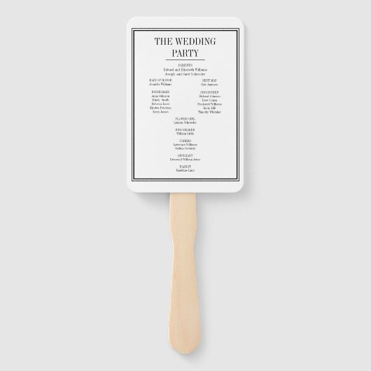 Eenvoudige en Elegante Trouwceremonie Programma Wa Handwaaier (Achterkant)
