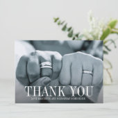 Eenvoudige en Elegante Trouwfoto Dankkaart Kaart (Staand voorkant)