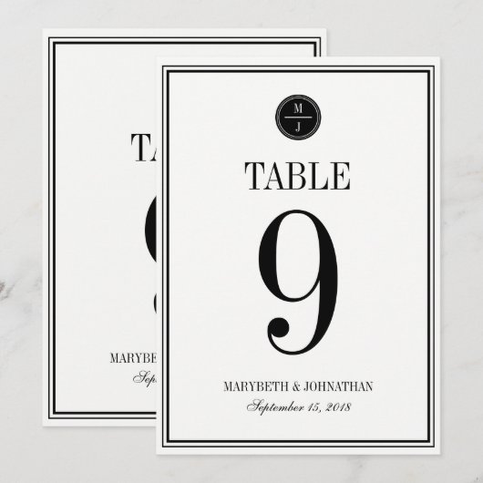 Eenvoudige en Elegante Trouwtafel Nummerkaart Kaart (Voorkant / Achterkant)