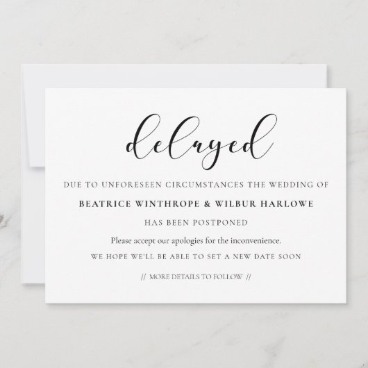 Eenvoudige en elegante uitgestelde trouwkaart kaart (Voorkant)