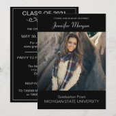 Eenvoudige en elegante uitnodiging tot het Afstude (Voorkant / Achterkant)