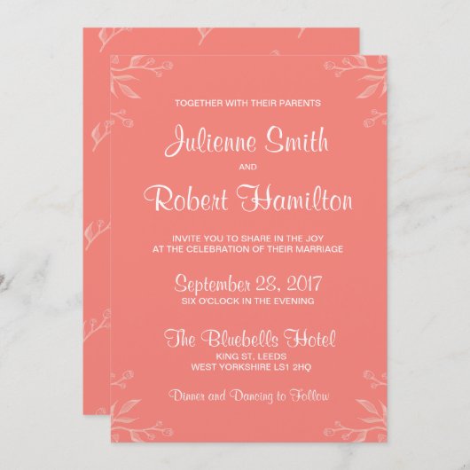 Eenvoudige en elegante uitnodiging tot het indiene (Voorkant / Achterkant)