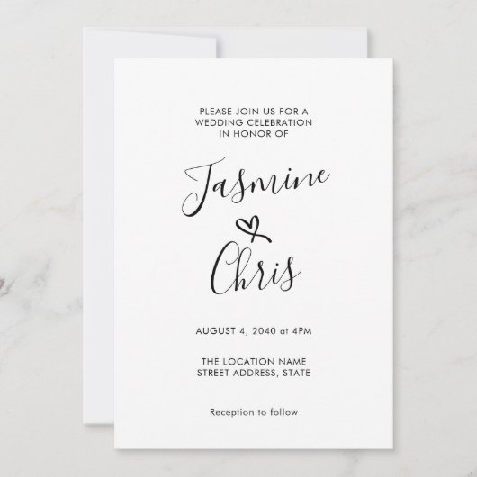 Eenvoudige en elegante uitnodiging tot huwelijk (Voorkant)