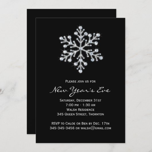 Eenvoudige en elegante uitnodiging van de Eve Part (Voorkant / Achterkant)