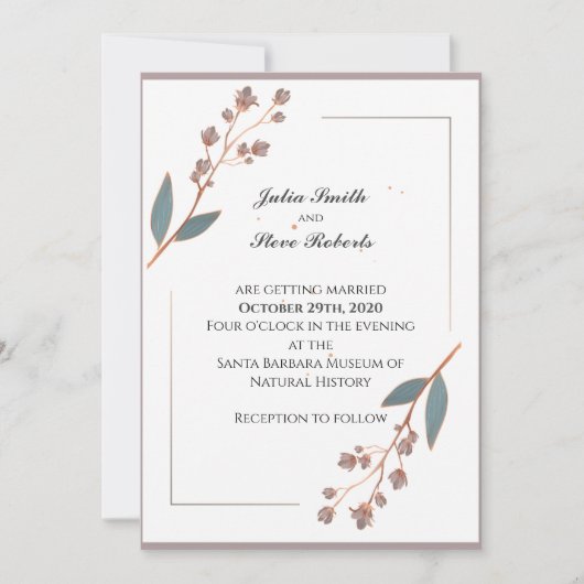 Eenvoudige en elegante uitnodiging voor een bruilo (Voorkant)