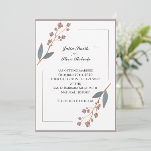 Eenvoudige en elegante uitnodiging voor een bruilo (Staand voorkant)