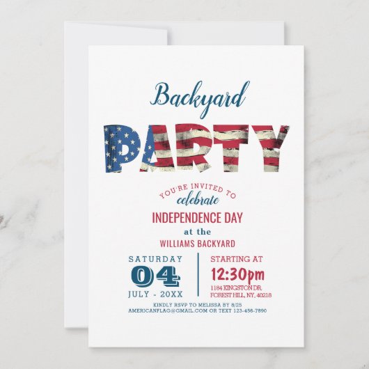 Eenvoudige en elegante vierde van juli Backyard Pa Kaart (Voorkant)