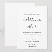 Eenvoudige en elegante witte bruiloft uitnodigings kaart (Voorkant / Achterkant)