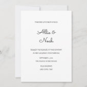 Eenvoudige en elegante witte bruiloft uitnodigings kaart (Voorkant)