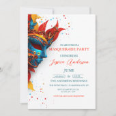 eenvoudige en elegante witte Masquerade Party Verj Kaart (Voorkant)