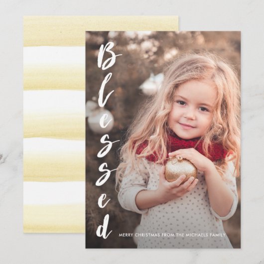 Eenvoudige en Elegante Zachte Waterverf Kerstmis Feestdagenkaart (Voorkant / Achterkant)