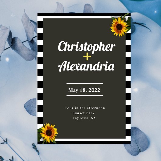 Eenvoudige en Elegante Zonnebloem Trouw Uitnodigin Kaart