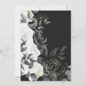 Eenvoudige en elegante zwart-wit bloemenbruiloft kaart (Achterkant)