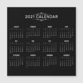 Eenvoudige en elegante zwarte 2021-kalendermagneet (Voorkant)