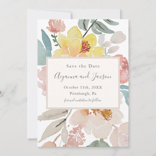 Eenvoudige en Floral Wedding Save The Date (Voorkant)