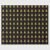 eenvoudige en geometrische gouden denbomen op zwar cadeaupapier (Vlak)