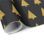 eenvoudige en geometrische gouden denbomen op zwar cadeaupapier (Rol Hoek)