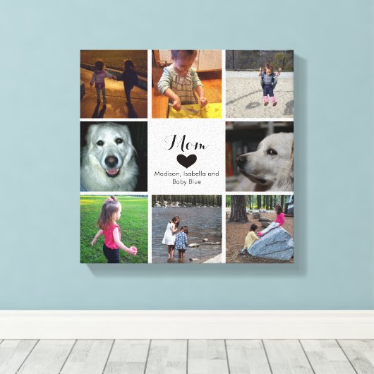 Eenvoudige en grafische foto-collage voor mam met  canvas afdruk (Insitu (Houten vloer))