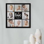 Eenvoudige en grafische fotocollage | Liefde met h Imitatie Canvas Print<br><div class="desc">Deze geheime zwarte druk kenmerkt een fotonet met acht van uw persoonlijke foto's, en trendy moderne manuscripttypografie die "liefde" zegt. Er is ook een elegant hart met een nepgoudblik. Een simpel, minimalistisch maar absoluut stijlvol cadeau voor je moeder, echtgenoot of familielid wanneer je ze wilt laten weten hoeveel ze van...</div>