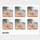 Eenvoudige en grillige vrolijkheid en getrouwde fo vierkante sticker (Vel)