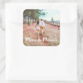 Eenvoudige en grillige vrolijkheid en getrouwde fo vierkante sticker (Tas)