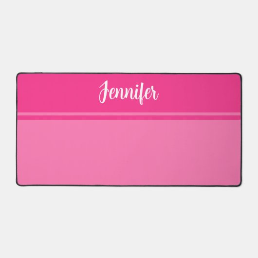 Eenvoudige en Hot Pink Gestreepte Aangepaste Naam Bureaumat (Voorkant)