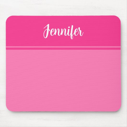 Eenvoudige en  Hot Pink Gestreepte Aangepaste Naam Muismat (Voorkant)