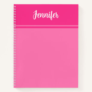 Eenvoudige en  Hot Pink Gestreepte Aangepaste Naam Notitieboek