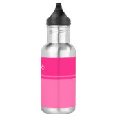 Eenvoudige en Hot Pink Gestreepte Aangepaste Naam Waterfles (Rechts)