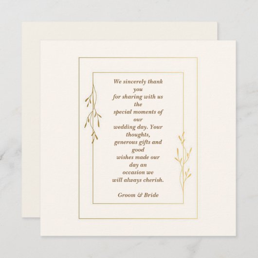 Eenvoudige en klassieke bruiloft - Hartelijk dank Bedankkaart (Voorkant / Achterkant)