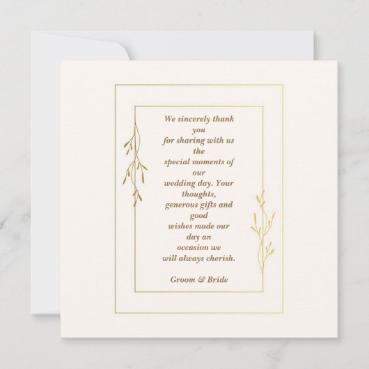 Eenvoudige en klassieke bruiloft - Hartelijk dank Bedankkaart (Voorkant)