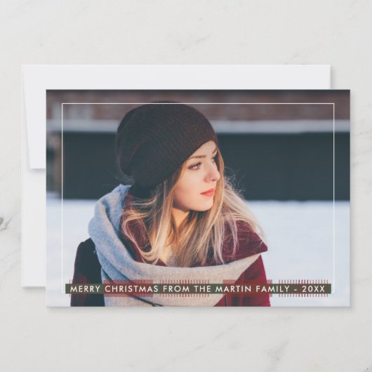 Eenvoudige en klassieke Country Plaid Kerstmis Feestdagenkaart (Voorkant)