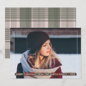 Eenvoudige en klassieke Country Plaid Kerstmis Feestdagenkaart (Voorkant / Achterkant)