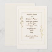 Eenvoudige en klassieke uitnodiging tot bruiloft (Voorkant / Achterkant)