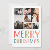 Eenvoudige en kleurrijke kerstfotocollage feestdagenkaart (Voorkant)
