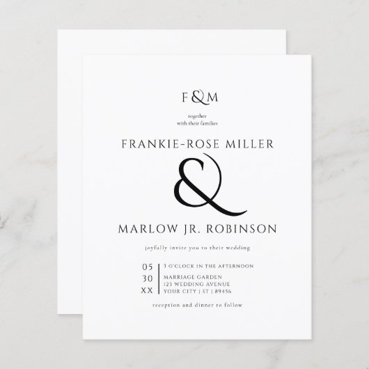 Eenvoudige en lastige uitnodiging voor weddenschap (Voorkant / Achterkant)