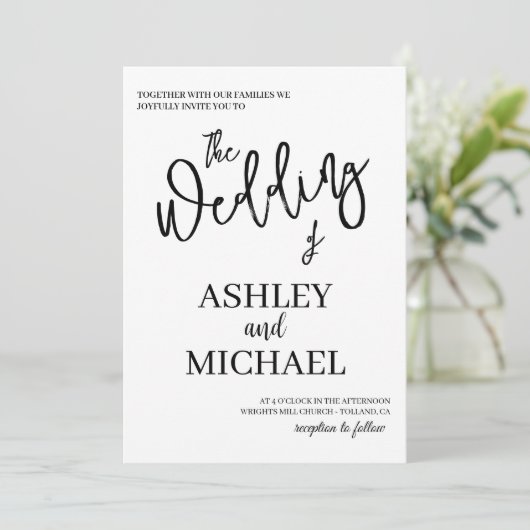 Eenvoudige en legante huwelijksuitnodiging kaart (Staand voorkant)