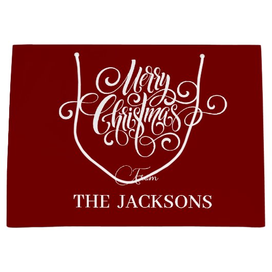 Eenvoudige en leuke gepersonaliseerde kerst groot cadeauzakje (Voorkant)