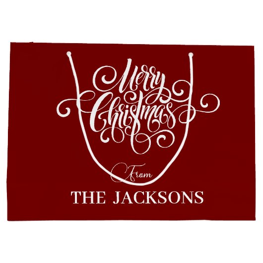 Eenvoudige en leuke gepersonaliseerde kerst groot cadeauzakje (Achterkant)