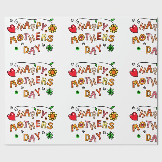 Eenvoudige en leuke Happy Moederdag Cadeaupapier (Vlak)